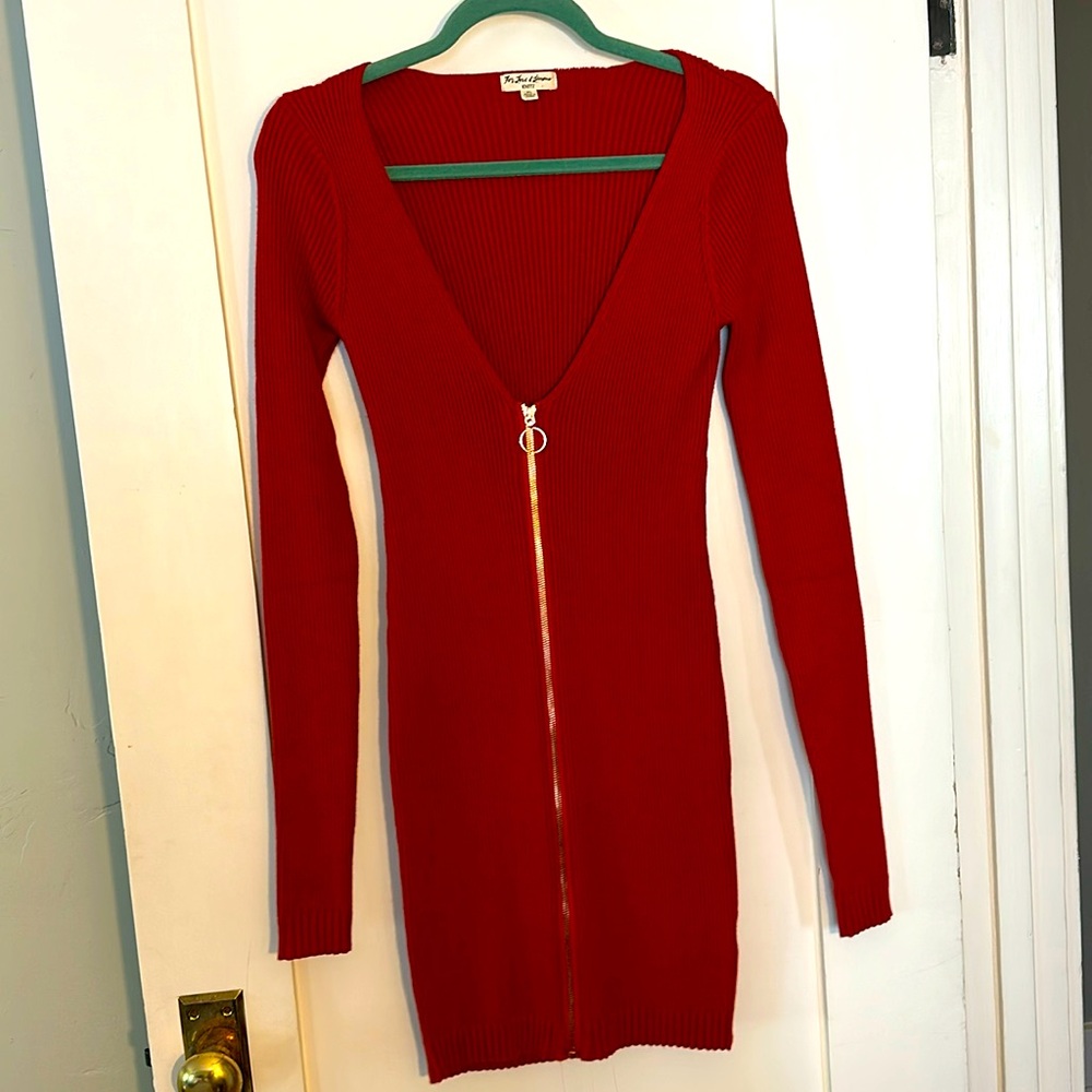 For Love & Lemons red knit sweater dress